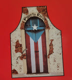 Apron, Hand and Square Cooking Mitt Combo, Puerto Rico Flag and Door