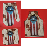 Apron, Hand and Square Cooking Mitt Combo, Puerto Rico Flag and Door