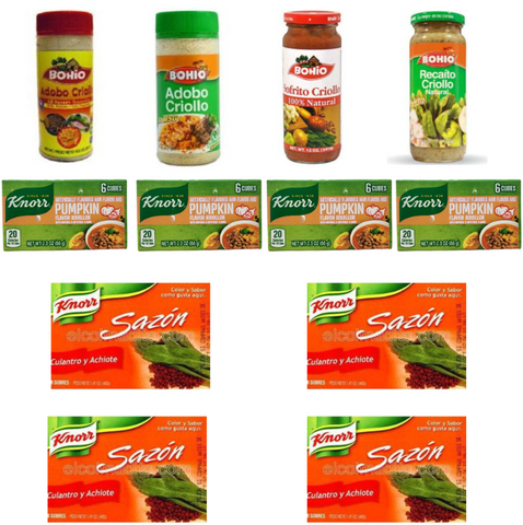 Combo  Bohio , 2 Adobos, 1 Sofrito, 1 Recaito, 4 Cubitos and 4 Sazon, Shipping Included