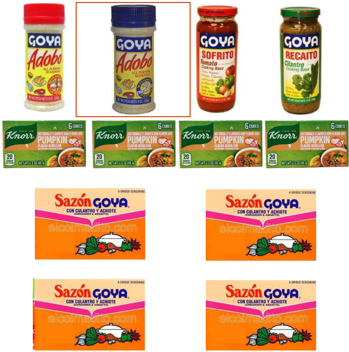 Combo Goya , 2 Adobos, 1 Sofrito, 1 Recaito, 4 Cubitos and 4 Sazon, Shipping Included