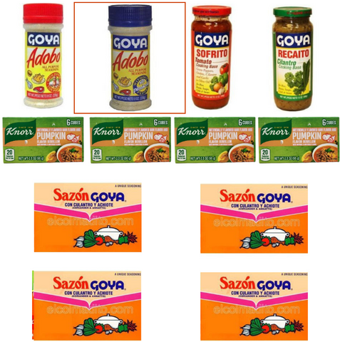 Combo Goya , 2 Adobos, 1 Sofrito, 1 Recaito, 4 Cubitos and 4 Sazon, Shipping Included