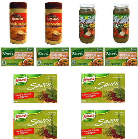 Combo 2 Adobos Bohio, 2 Sofrito Chef, 4 Cubitos and 4 Sazon, Shipping Included