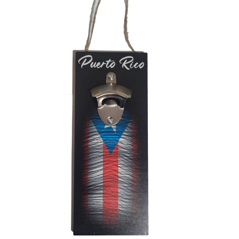 Bottle Opener with Puerto Rico Flag