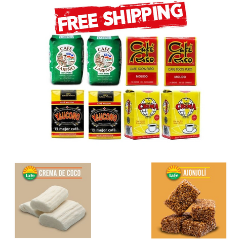 Coffee Combo 8 Bags, Yaucono, Crema, Rico and Lareño & 2 Sweets, with Shipping