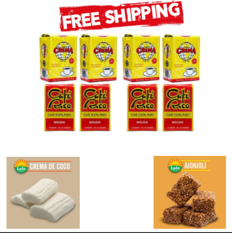 Coffee Combo 8 Bags, Crema and Rico & 2 Sweets, with Shipping