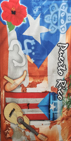 Puerto Rico Flag and Cuatro Towel