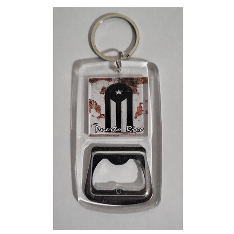 Puerto Rico Flag Door Black Opener Keychain